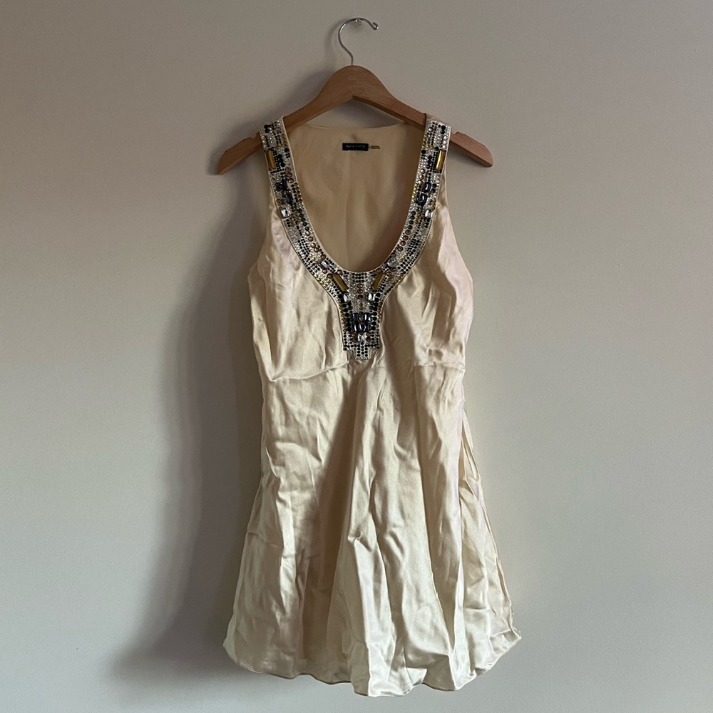 Magaschoni Silk Top with Crystal Beaded Embellishment